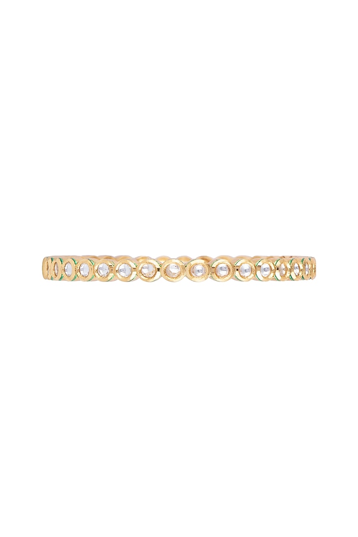Gold Finish Kundan Polki BangleS ( Set of 2) by VASTRAA Jewellery at Pernia's Pop Up Shop