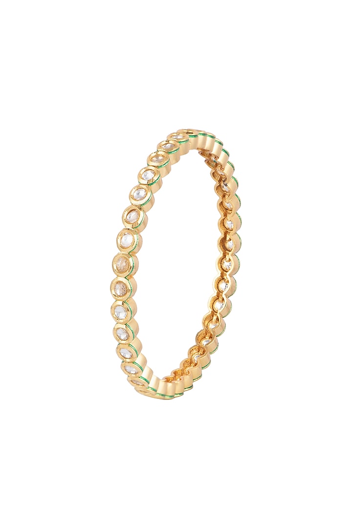 Gold Finish Kundan Polki BangleS ( Set of 2) by VASTRAA Jewellery at Pernia's Pop Up Shop