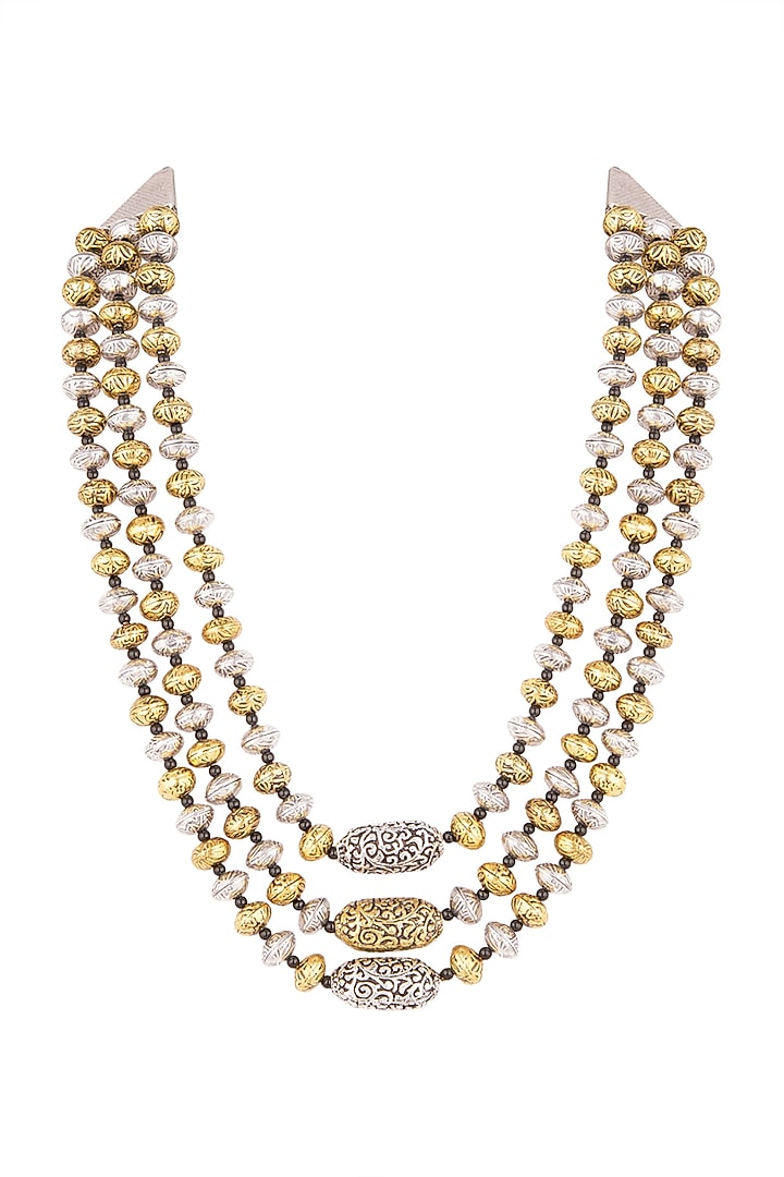 Two-Tone Finish Long Mala Necklace by VASTRAA Jewellery at Pernia's Pop Up Shop