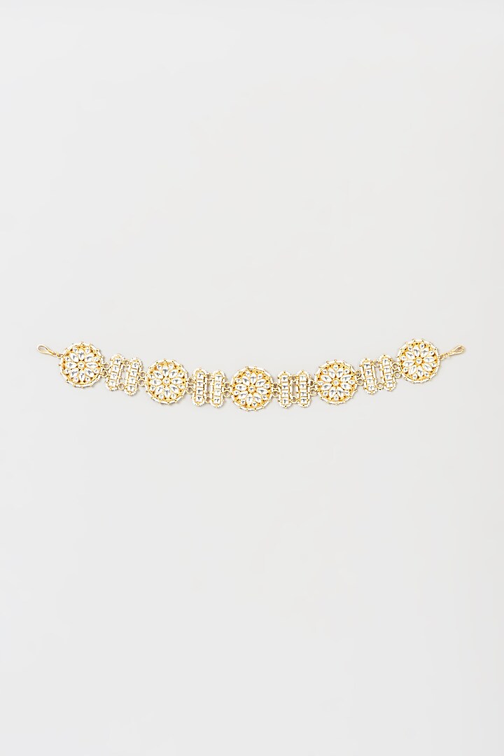 Gold Finish Pachi Kundan Polki Sheeshphool by VASTRAA Jewellery at Pernia's Pop Up Shop