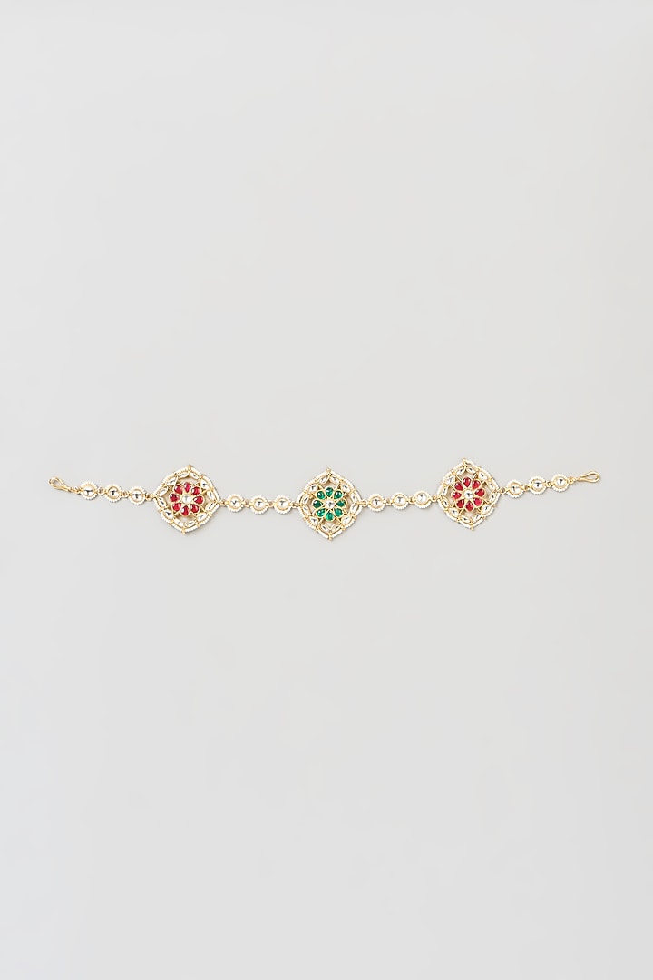 Gold Finish Pachi Kundan Polki Sheeshphool by VASTRAA Jewellery at Pernia's Pop Up Shop
