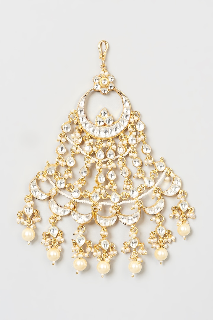 Gold Finish Kundan Polki & Pearl Pasa by VASTRAA Jewellery at Pernia's Pop Up Shop
