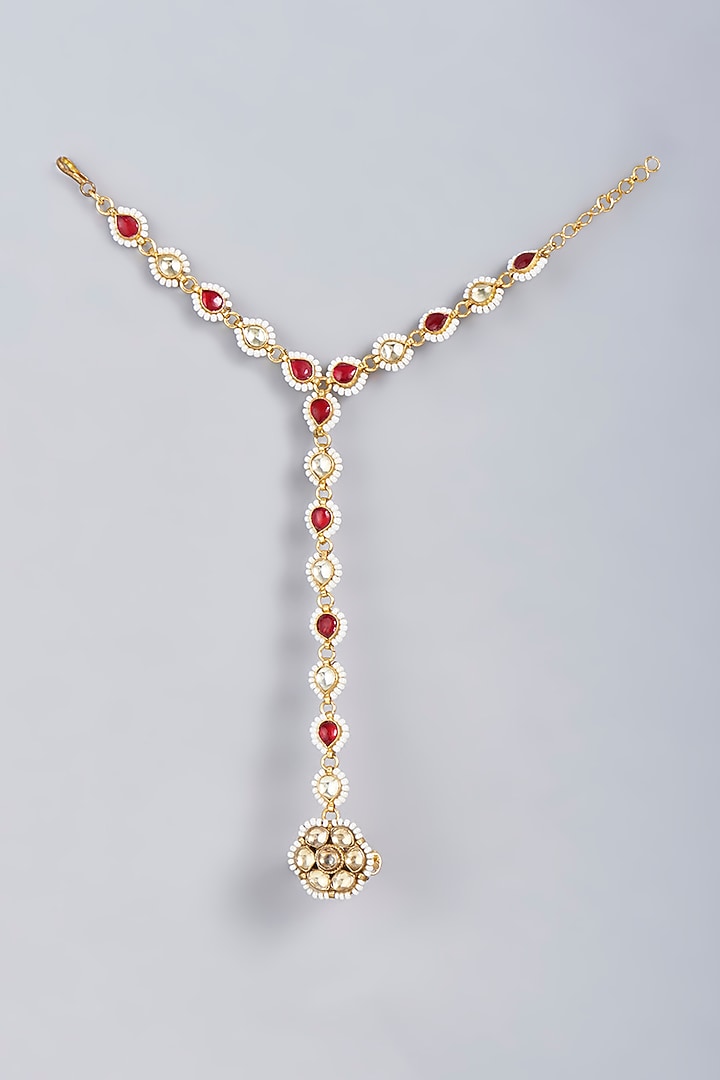 Gold Finish Kundan Polki Haathphool by VASTRAA Jewellery at Pernia's Pop Up Shop
