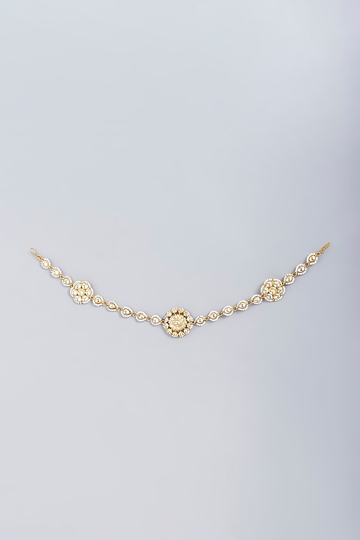 Gold Finish Kundan Polki Sheeshphool by VASTRAA Jewellery at Pernia's Pop Up Shop