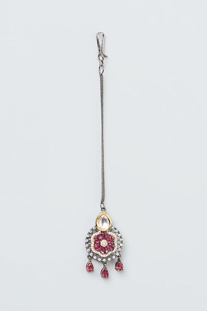 Two Tone Finish Kundan Polki Necklace Set by VASTRAA Jewellery at Pernia's Pop Up Shop