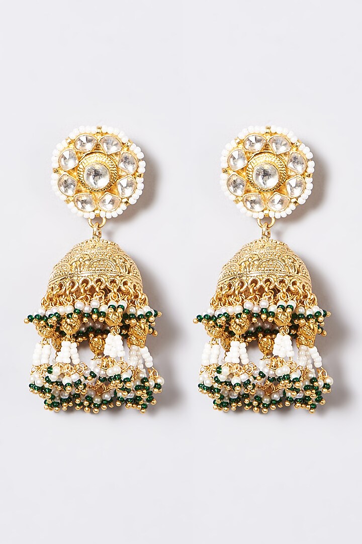 Gold Finish Necklace Set With Pachi Kundan Polki by VASTRAA Jewellery at Pernia's Pop Up Shop