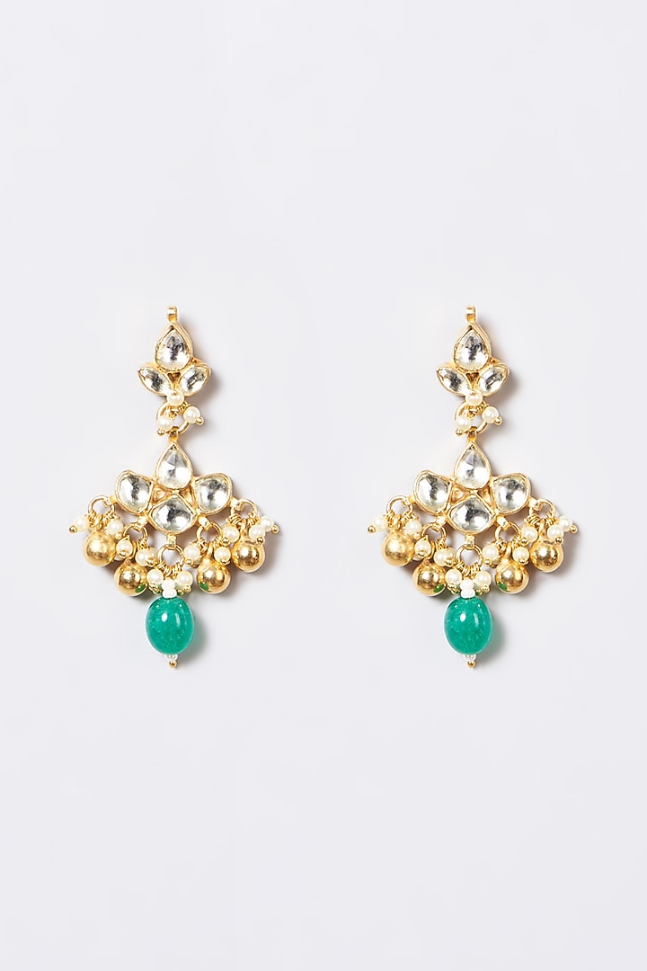 Gold Finish Pachi Kundan Polki & Pearl Choker Necklace Set by VASTRAA Jewellery at Pernia's Pop Up Shop