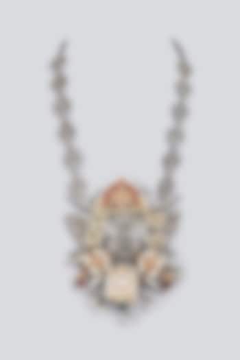 Oxidized Long Necklace With Kundan & Synthetic Stones by VASTRAA Jewellery