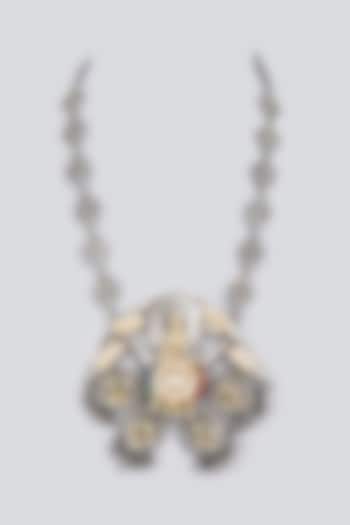 Oxidized Long Necklace With Synthetic Stones & Kundans by VASTRAA Jewellery