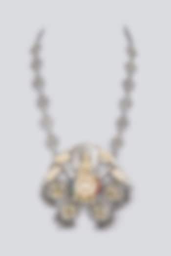 Oxidized Finish Kundan Polki & Synthetic Stone Long Necklace by VASTRAA Jewellery