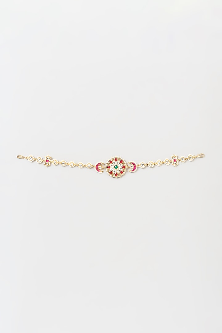Gold Finish Pachi Kundan Polki Sheeshphool by VASTRAA Jewellery at Pernia's Pop Up Shop