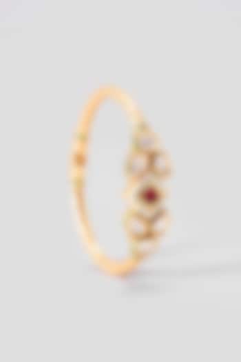Gold Finish Kundan Polki Red Stone Bracelets by VASTRAA Jewellery at Pernia's Pop Up Shop