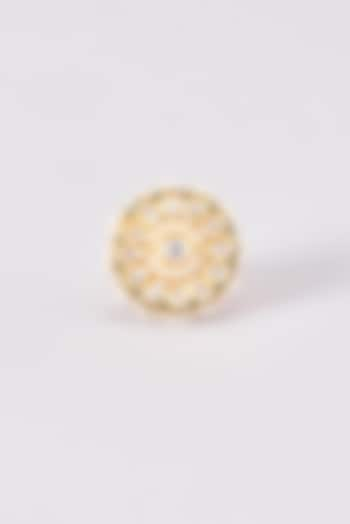 Gold Finish Kundan Polki Ring by VASTRAA Jewellery at Pernia's Pop Up Shop