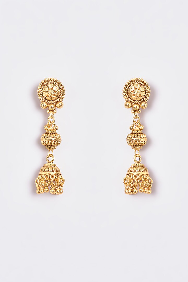 Gold Finish Kundan Polki Temple Layered Necklace Set by VASTRAA Jewellery at Pernia's Pop Up Shop