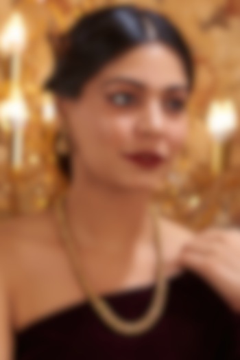 Gold Finish Kundan Polki Temple Mala Set by VASTRAA Jewellery at Pernia's Pop Up Shop