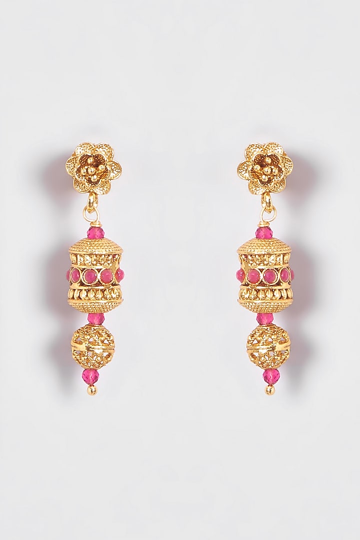 Gold Finish Kundan Polki Temple Mala Set by VASTRAA Jewellery at Pernia's Pop Up Shop