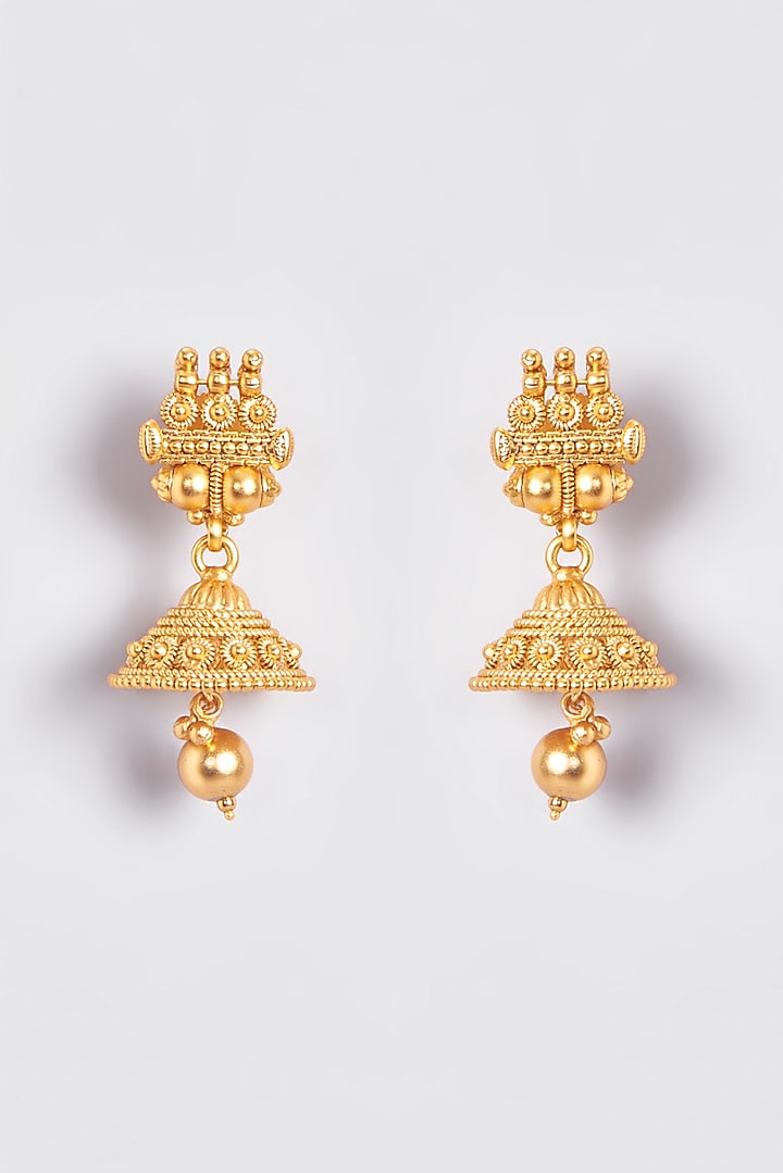 Gold Finish Kundan Polki Temple Necklace Set by VASTRAA Jewellery at Pernia's Pop Up Shop