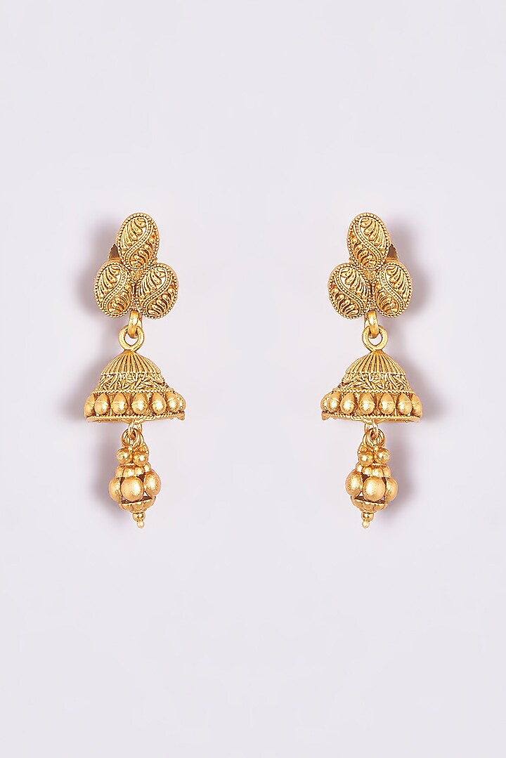 Gold Finish Kundan Polki Temple Necklace Set by VASTRAA Jewellery at Pernia's Pop Up Shop