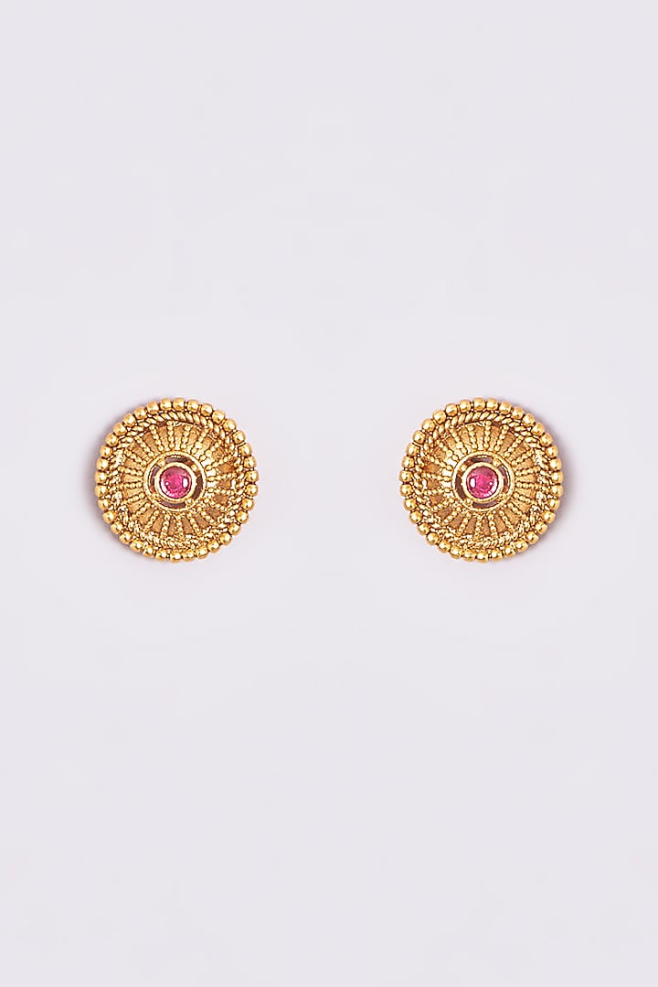 Gold Finish Temple Necklace Set by VASTRAA Jewellery at Pernia's Pop Up Shop