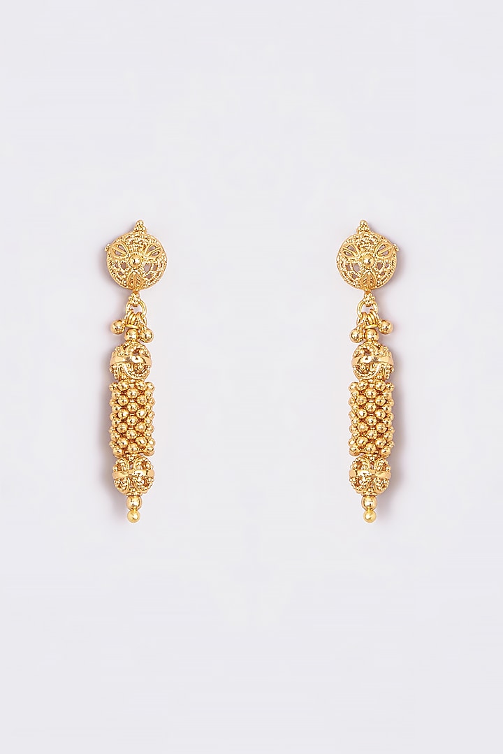 Gold Finish Kundan Polki Temple Necklace Set by VASTRAA Jewellery at Pernia's Pop Up Shop