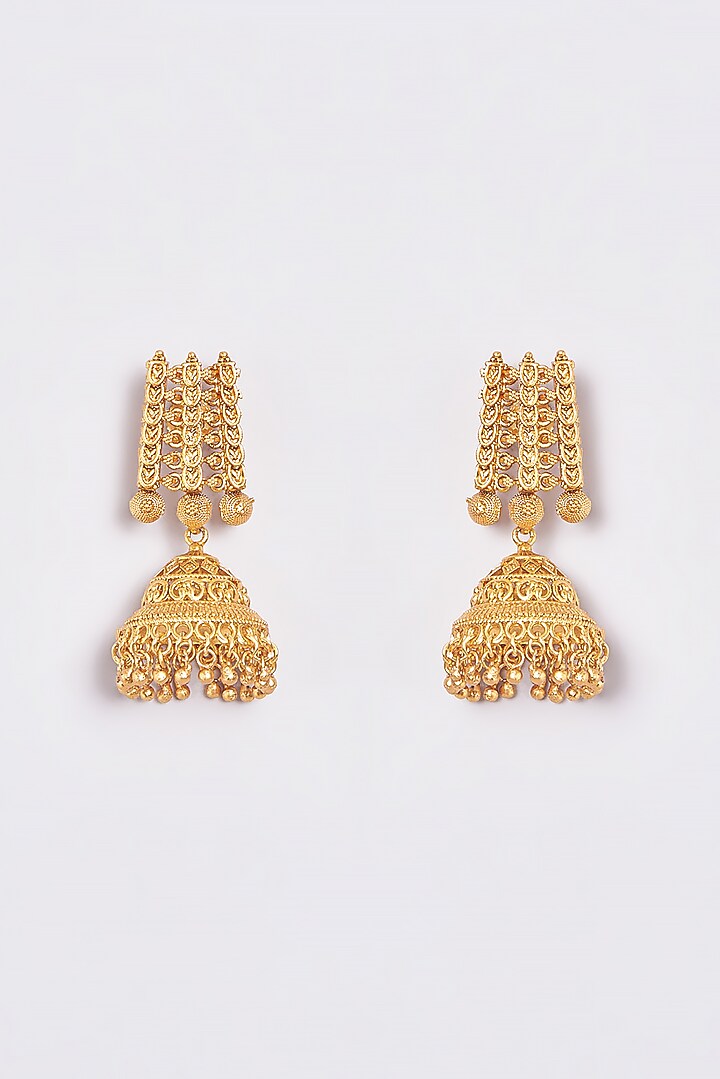Gold Finish Kundan Polki Temple Necklace Set by VASTRAA Jewellery at Pernia's Pop Up Shop