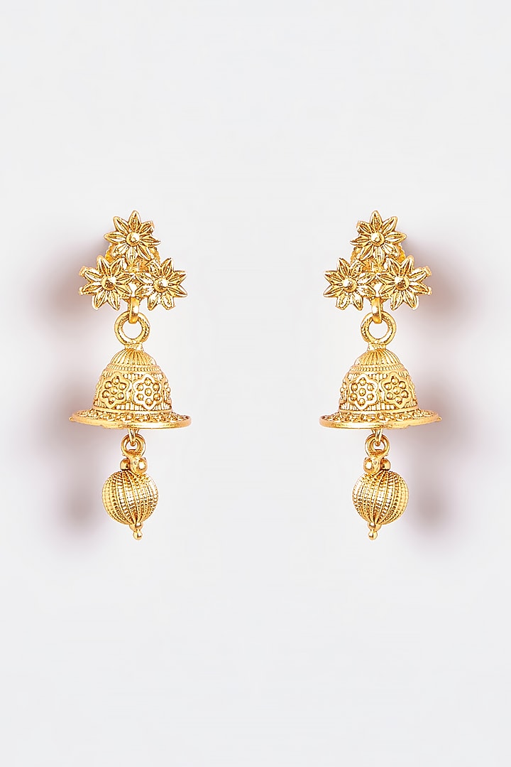 Gold Finish Kundan Polki Temple Necklace Set by VASTRAA Jewellery at Pernia's Pop Up Shop