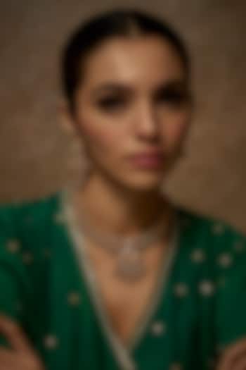 Gold Finish Kundan Polki Temple Necklace Set by VASTRAA Jewellery at Pernia's Pop Up Shop