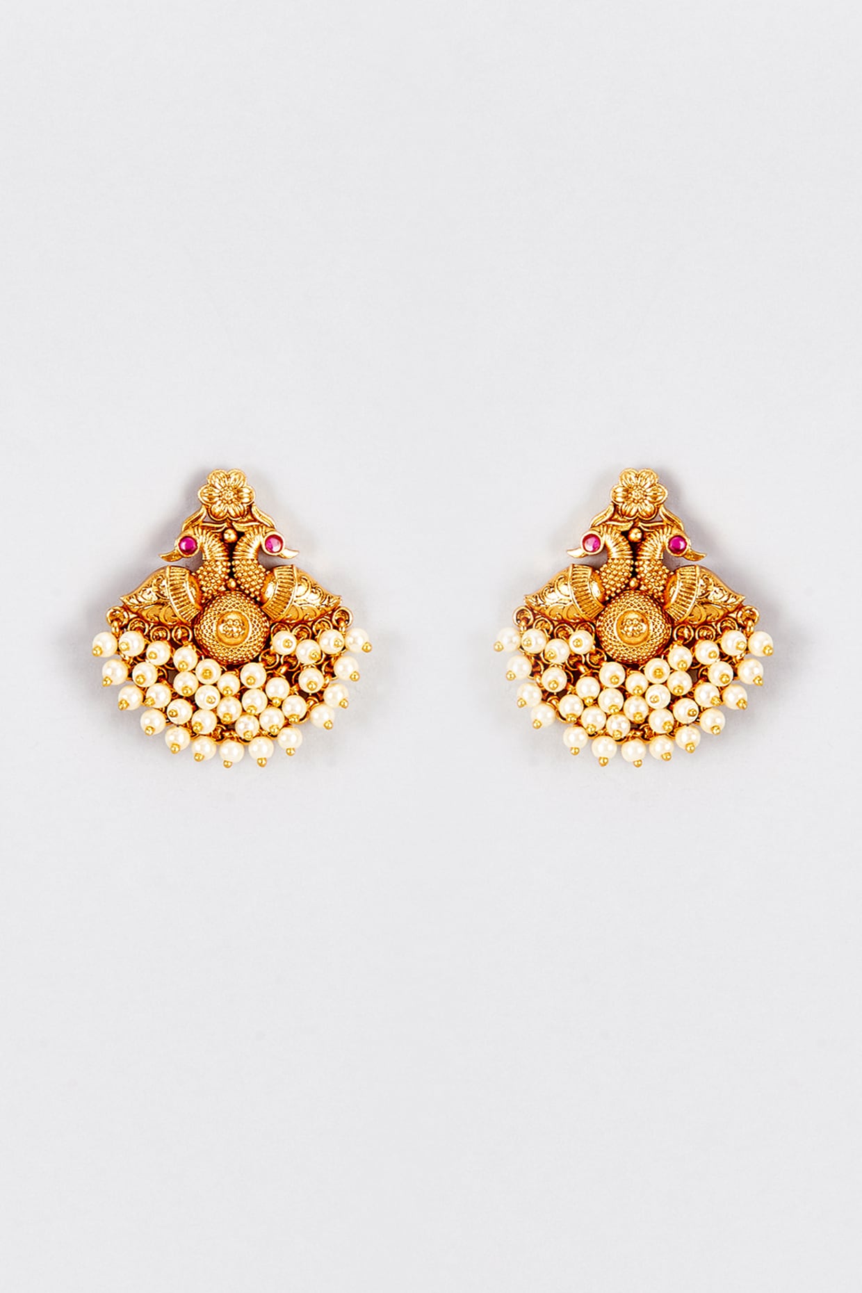Gold Plated Green Kundan Polki Stud Earrings main image 1