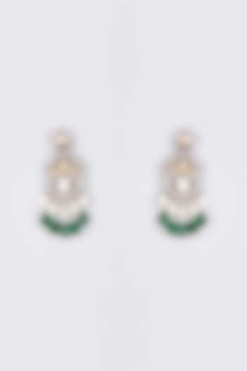 Two Tone Finish Kundan Polki Temple Chandbali Earrings by VASTRAA Jewellery at Pernia's Pop Up Shop