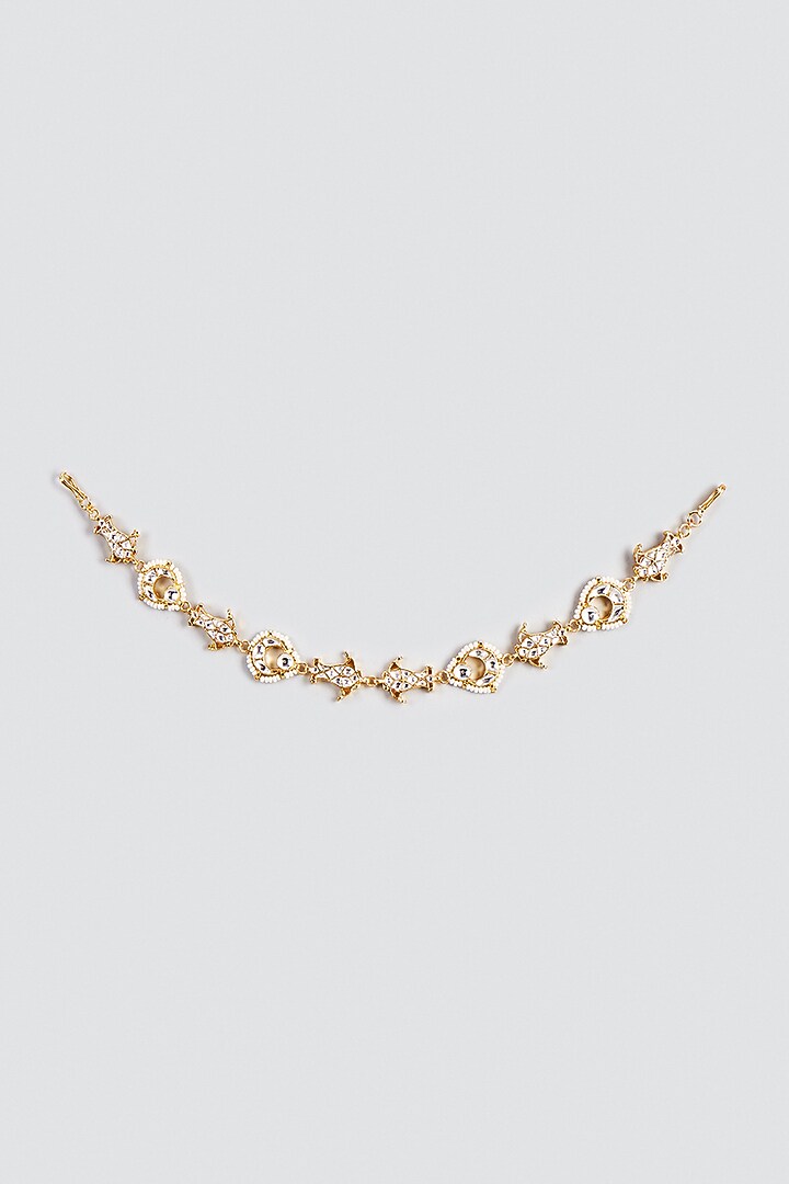 Gold Finish Kundan Polki Sheeshphool by VASTRAA Jewellery at Pernia's Pop Up Shop