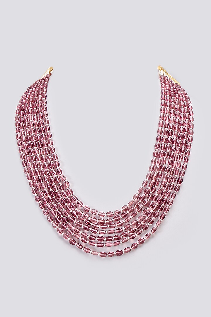Gold Finish Kundan Polki & Red Beaded Mala by VASTRAA Jewellery at Pernia's Pop Up Shop