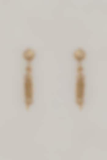 Gold Finish Zircon Stud Earrings by VASTRAA Jewellery at Pernia's Pop Up Shop