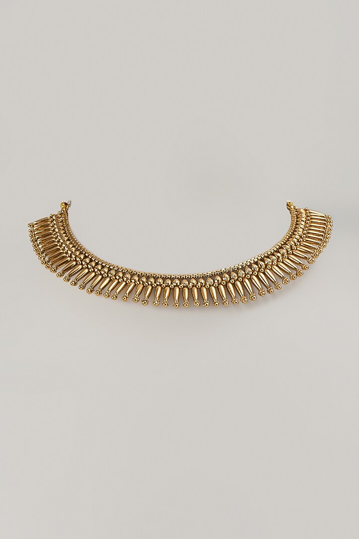 Gold Finish Mixed Metal Choker Necklace by VASTRAA Jewellery at Pernia's Pop Up Shop