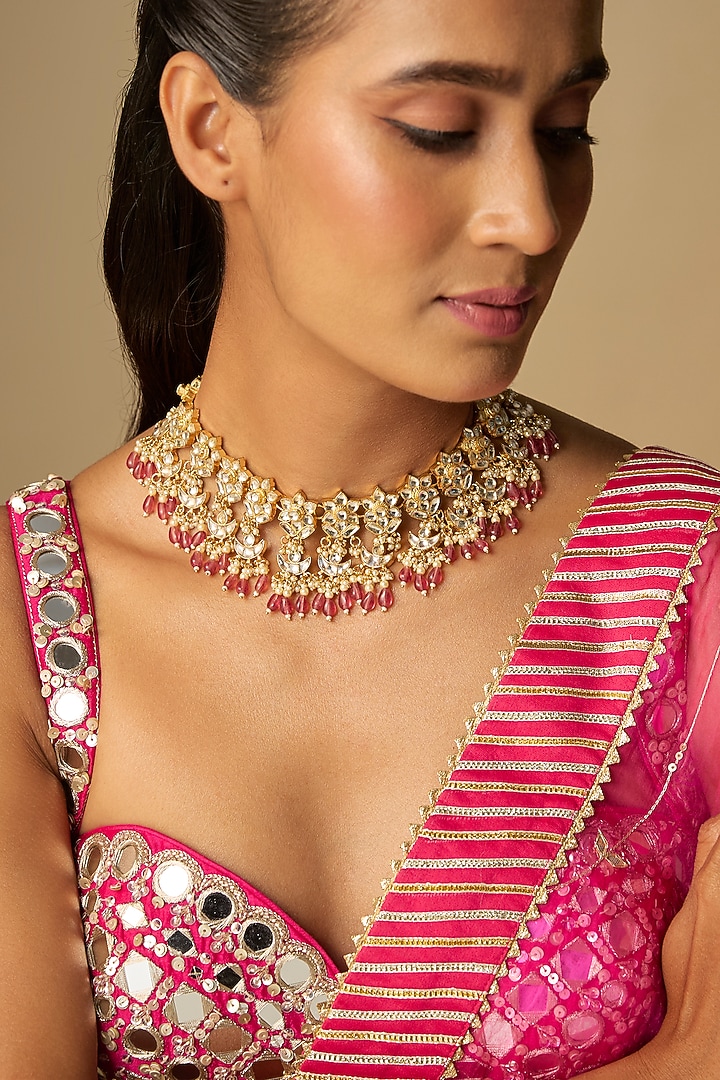 Gold Finish Necklace by VASTRAA Jewellery at Pernia's Pop Up Shop