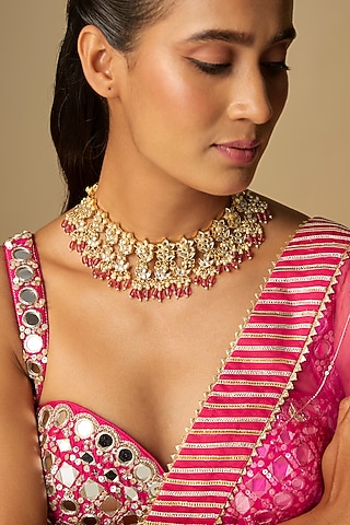 Gold Finish Necklace by VASTRAA Jewellery