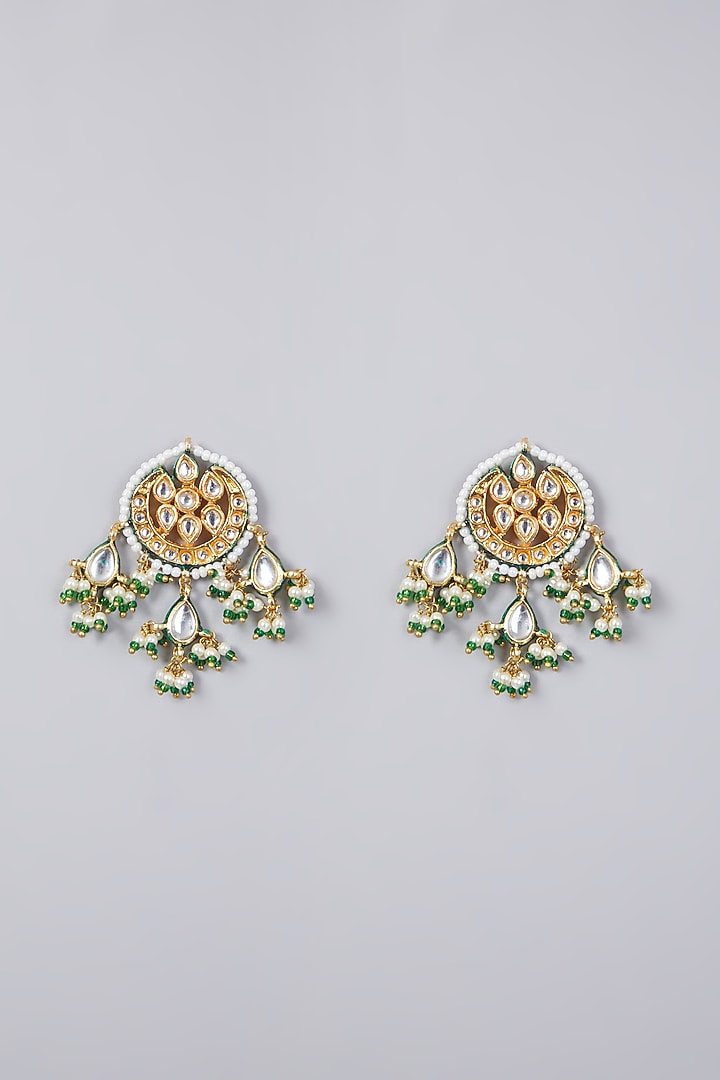 Gold Finish Pearl & Kundan Polki Choker Necklace Set by VASTRAA Jewellery at Pernia's Pop Up Shop