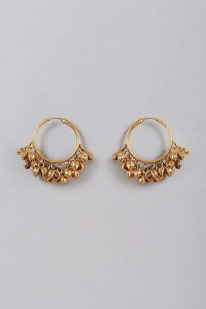 Gold Finish Hoop Earrings by VASTRAA Jewellery at Pernia's Pop Up Shop