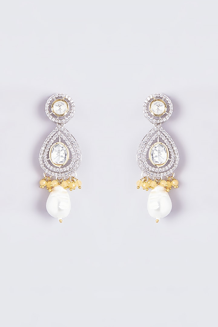 Gold Finish Kundan Polki & Red Stone Necklace Set by VASTRAA Jewellery at Pernia's Pop Up Shop