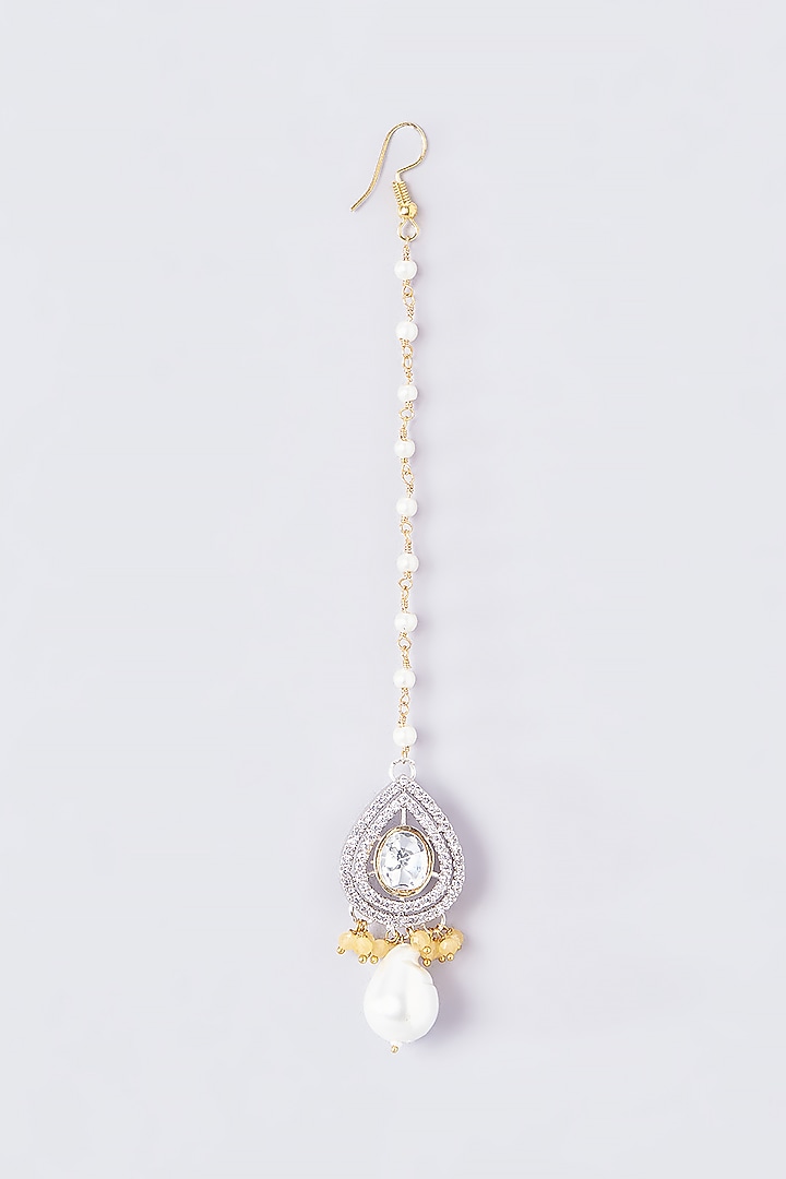 Gold Finish Kundan Polki & Red Stone Necklace Set by VASTRAA Jewellery at Pernia's Pop Up Shop