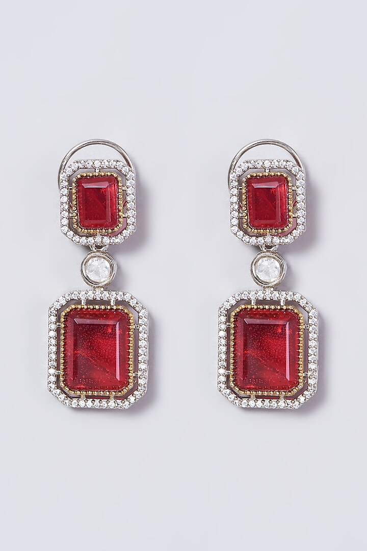 Two Tone Finish Kundan Polki & Red Beaded Choker Necklace Set by VASTRAA Jewellery at Pernia's Pop Up Shop