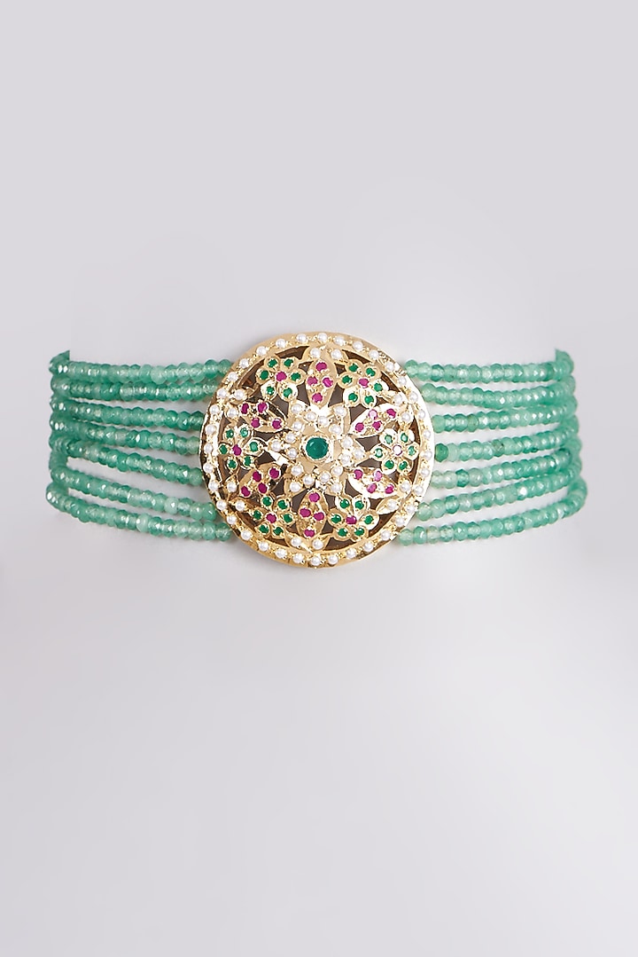 Gold Finish Pearl Choker Necklace by VASTRAA Jewellery at Pernia's Pop Up Shop