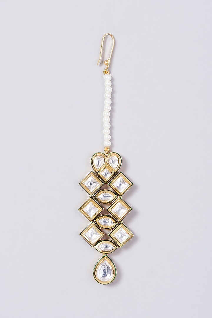 Gold Finish Kundan Polki Choker Necklace Set by VASTRAA Jewellery at Pernia's Pop Up Shop