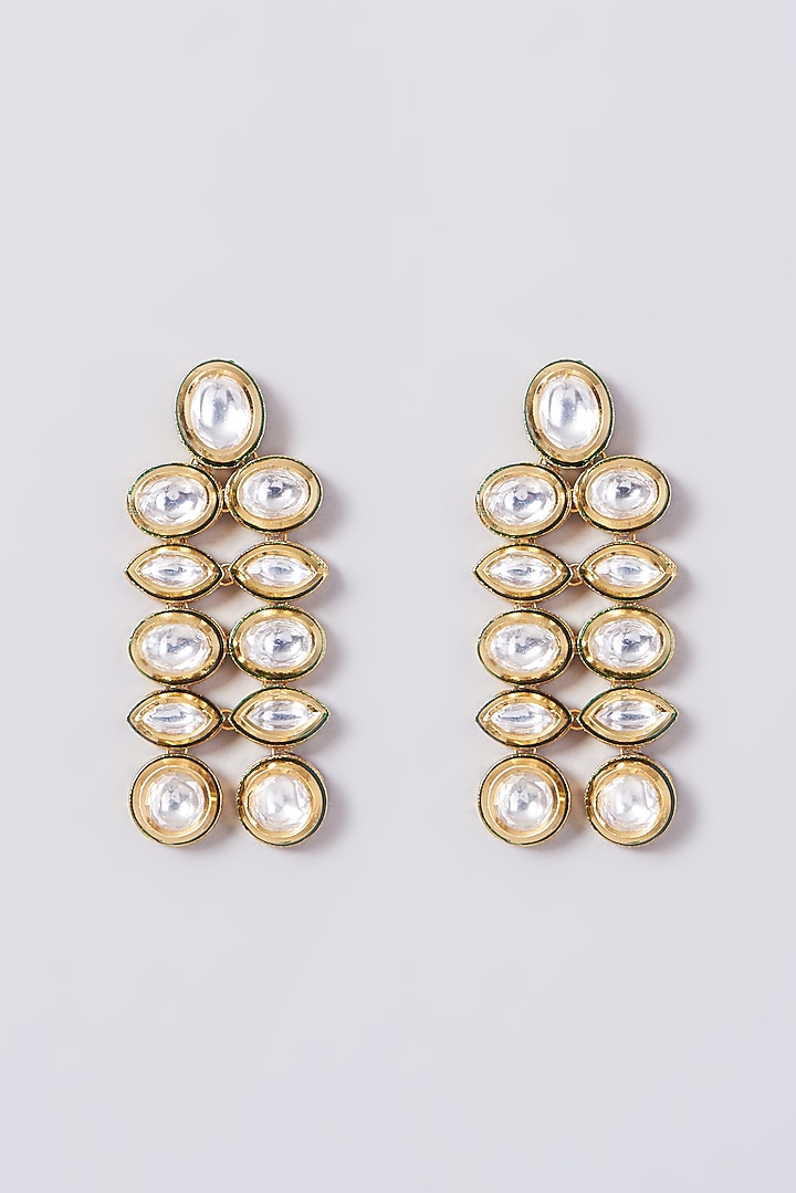 Gold Finish Kundan Polki Choker Necklace Set by VASTRAA Jewellery at Pernia's Pop Up Shop