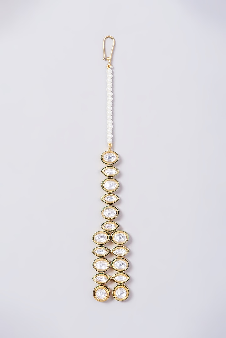 Gold Finish Kundan Polki Choker Necklace Set by VASTRAA Jewellery at Pernia's Pop Up Shop