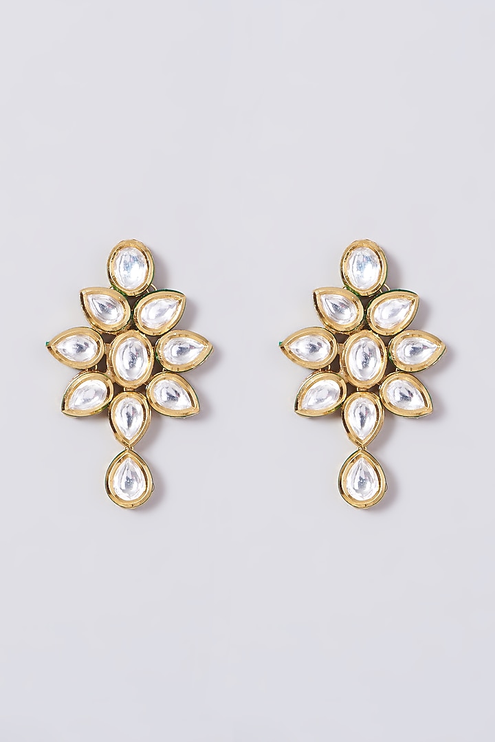 Gold Finish Kundan Polki Choker Necklace Set by VASTRAA Jewellery at Pernia's Pop Up Shop