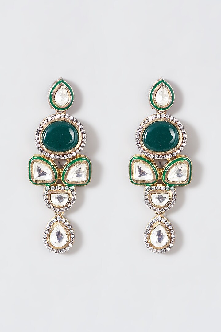 Gold Finish Green Beaded Long Necklace Set by VASTRAA Jewellery at Pernia's Pop Up Shop