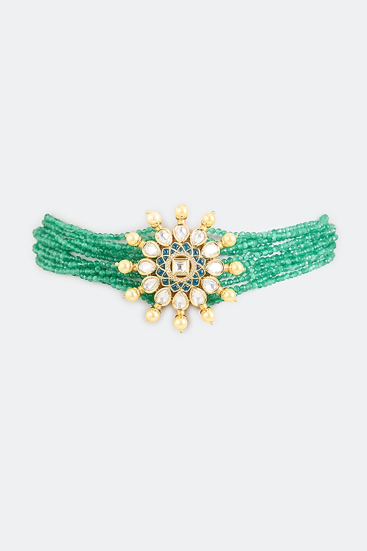 Green Beaded Choker Necklace by VASTRAA Jewellery at Pernia's Pop Up Shop