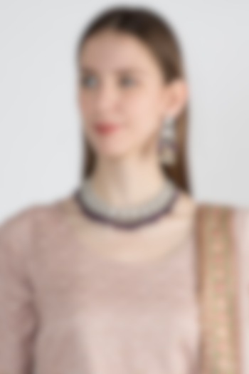 Two-Tone Finish Kundan Polki & Zircon Necklace Set by VASTRAA Jewellery at Pernia's Pop Up Shop