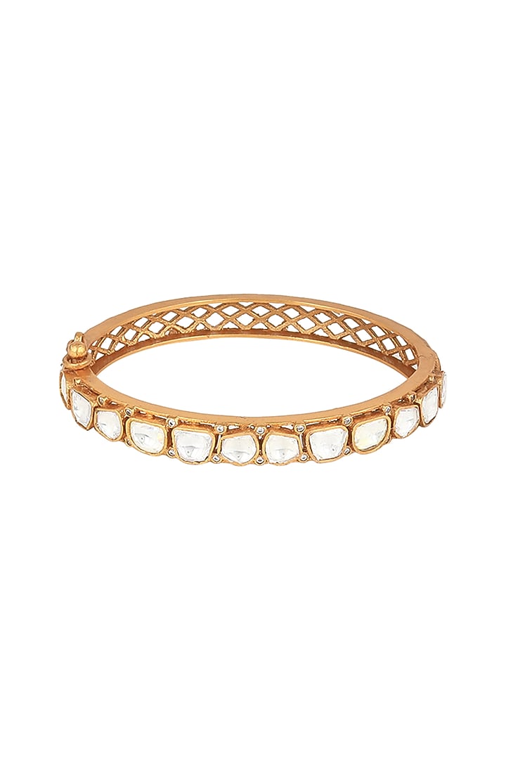 Gold Finish Kundan Polki Kada by VASTRAA Jewellery at Pernia's Pop Up Shop