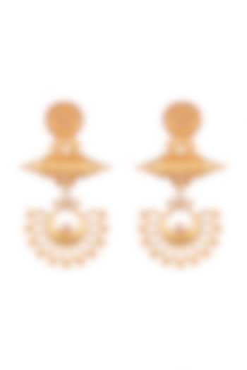 Gold Finish Dangler Earrings by VASTRAA Jewellery